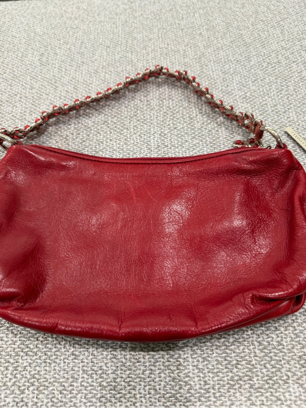 Elliott Lucca Red Leather Chain-Shoulder Bag